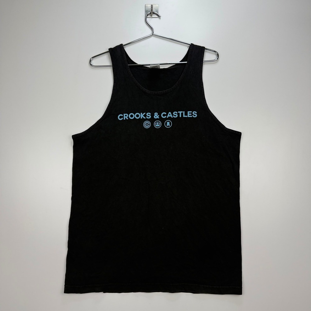 Crooks & Castles Medusa Graphic Tank Top Black Y2K Streetwear Men's Large